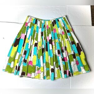 ITW by Claude Brown Geometric Pleated Pencil Skirt Women’s Size 4 Mini‎ To Midi